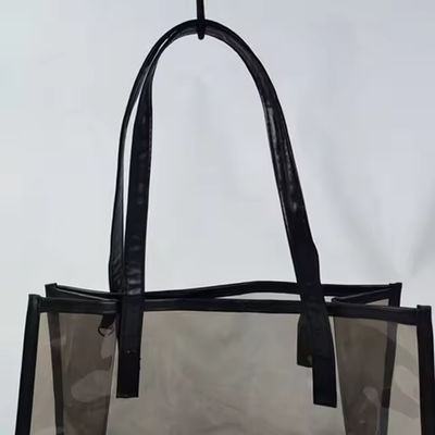 Bolso de cerradura de PVC con logotipo personalizado para fiestas Bolso de compras de PVC negro