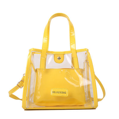 Revestimiento de nylon aceptable OEM/ODM Bolsas de compras de PVC transparentes con mango de color