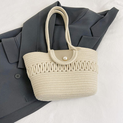 Bolso de Tote de paja con bordado de playa de verano para mujeres personalizadas