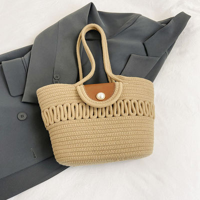 Bolso de Tote de paja con bordado de playa de verano para mujeres personalizadas