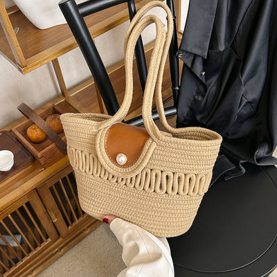 Bolso de Tote de paja con bordado de playa de verano para mujeres personalizadas