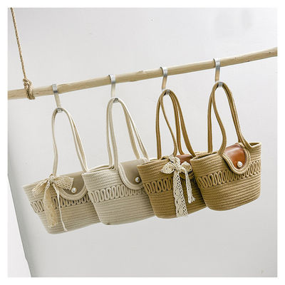 Bolso de Tote de paja con bordado de playa de verano para mujeres personalizadas