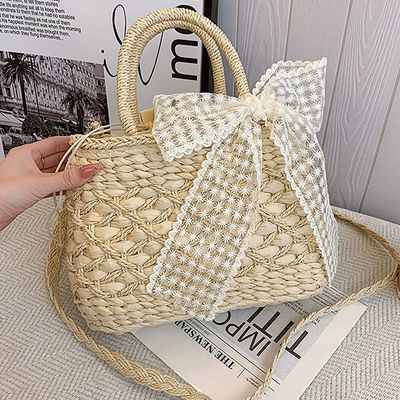 2024 Bolsas de hombro Bolsa de toque México Fráncese Cesta de paja de tejido Bolsas de playa Mujeres a rayas