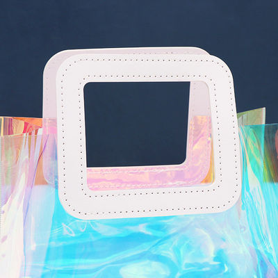 Bolso de compras de PVC de color personalizado de lujo impermeable Holográfico Tote claro para mujeres