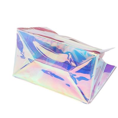 Bolso de compras de PVC de color personalizado de lujo impermeable Holográfico Tote claro para mujeres