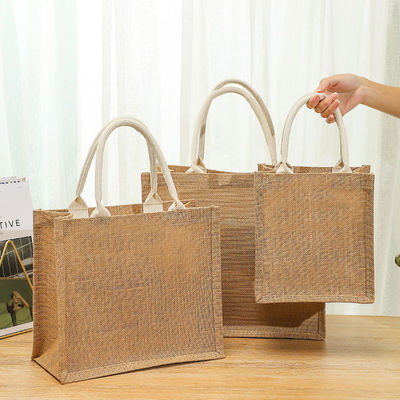 Bolso de moda de ropa de lino de mujer de mano de viaje reutilizable Tote Tote Jute Bolso para comprar regalos
