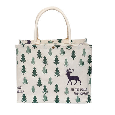 Bolsos de lienzo de algodón ecológico grandes Bolsas de Tote de yute de cáñamo de Hesse con diseño personalizado