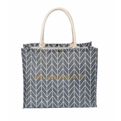Bolsos de lienzo de algodón ecológico grandes Bolsas de Tote de yute de cáñamo de Hesse con diseño personalizado