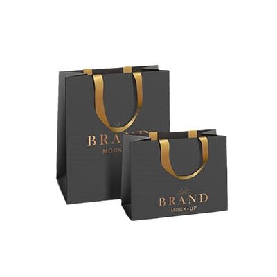 Ropa de lujo Venta al por menor de regalos Compras de joyería Negro Bolsa de papel con color personalizado