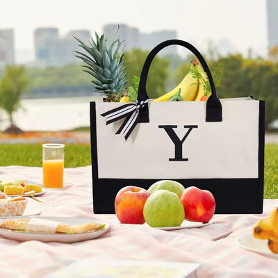 Bolsa de regalo con monograma para mujeres Bolsa de playa de lona personalizada