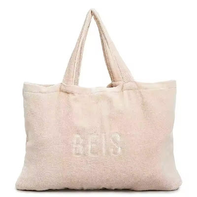 Mujeres Toallas Tote Bolso de la costumbre bordado Larga Rosa de tela Terry Carry de compras Bolso de playa