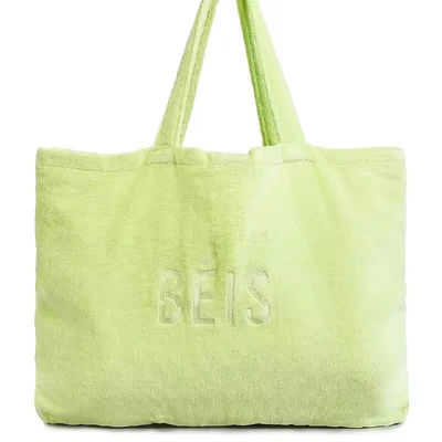 Mujeres Toallas Tote Bolso de la costumbre bordado Larga Rosa de tela Terry Carry de compras Bolso de playa