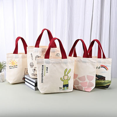 La última moda reciclado de algodón de lona bolsa de toque con logotipo de impresión personalizada