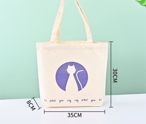La última moda reciclado de algodón de lona bolsa de toque con logotipo de impresión personalizada
