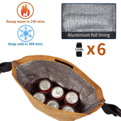 Alimentos aislados de aluminio térmico Dupont Tyvek Bolsa de papel Kraft Cooler de almuerzo con mango en impresión personalizada