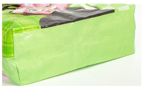 Esquinas curvas PP laminado duradero no tejido bolsa de la tienda con botón de cierre duradero