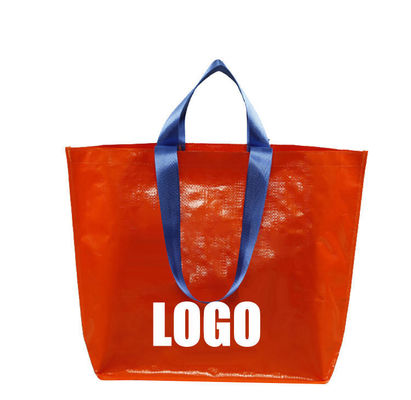 Logotipos personalizados de tamaño medio Reutilizables impermeables Pp Tejidos Laminados Bolsas de compras