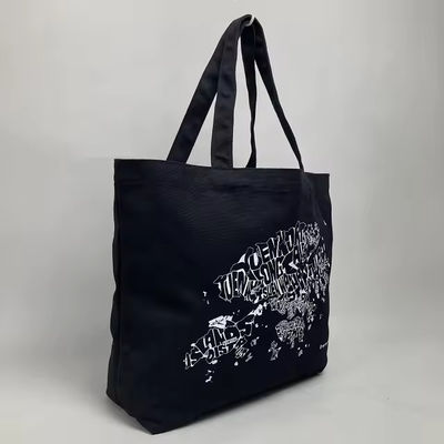12 Oz Bolsa de ropa de lona negra para compras de lujo Material de algodón orgánico
