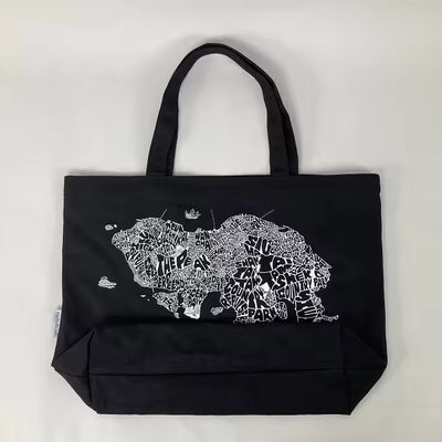 12 Oz Bolsa de ropa de lona negra para compras de lujo Material de algodón orgánico