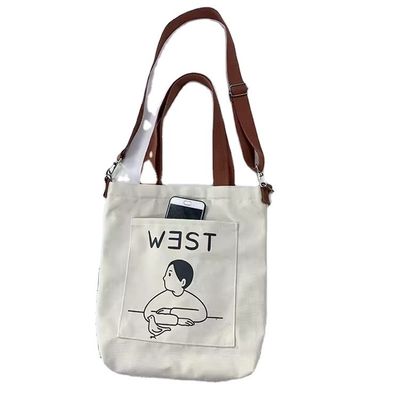 Estilo de bucle suave Impreso a medida Eco amigable Reciclado Largo lienzo de comestibles de compras de correa bolsa de bolsa