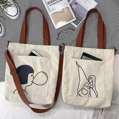 Estilo de bucle suave Impreso a medida Eco amigable Reciclado Largo lienzo de comestibles de compras de correa bolsa de bolsa