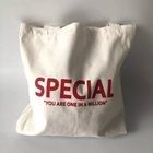Logotipo personalizado Impreso de algodón natural de lona semiblanco de dibujo de cuerda bolsa de toque para ir de compras
