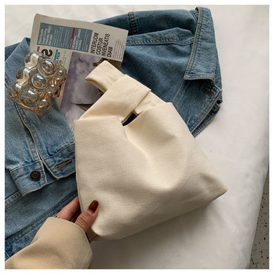 Bolso de mano de lienzo con cierre con interruptor, bolso de pulsera cuadrado y pequeño