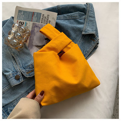 Bolso de mano de lienzo con cierre con interruptor, bolso de pulsera cuadrado y pequeño