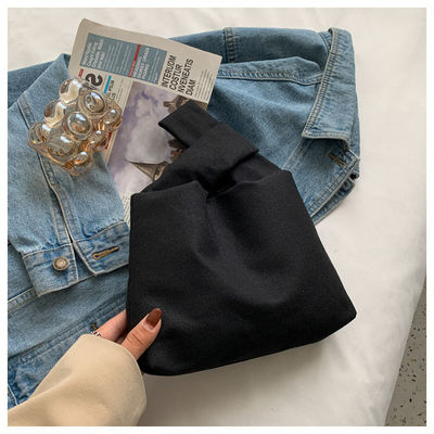 Bolso de mano de lienzo con cierre con interruptor, bolso de pulsera cuadrado y pequeño