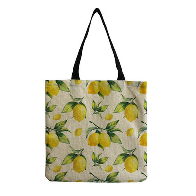 Cuadro personalizado de lienzo de moda de impresión de frutas de hombro de toque de tela reutilizable bolso de compras OEM