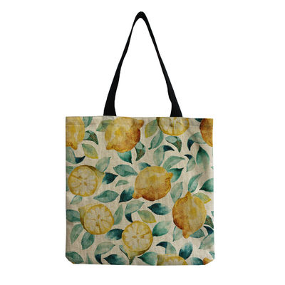 Cuadro personalizado de lienzo de moda de impresión de frutas de hombro de toque de tela reutilizable bolso de compras OEM