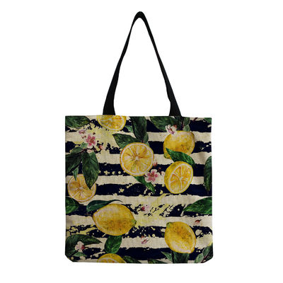 Cuadro personalizado de lienzo de moda de impresión de frutas de hombro de toque de tela reutilizable bolso de compras OEM