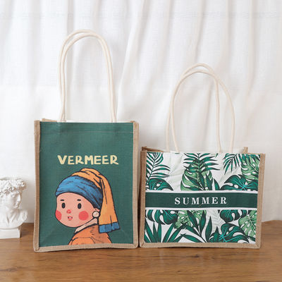 Más reciente modelo de impresión de moda personalizada hecha a mano bolsa de algodón en blanco con logotipo