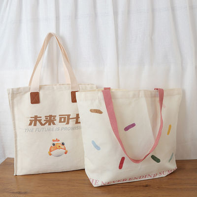 Más reciente modelo de impresión de moda personalizada hecha a mano bolsa de algodón en blanco con logotipo