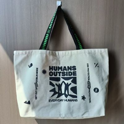 Más reciente modelo de impresión de moda personalizada hecha a mano bolsa de algodón en blanco con logotipo