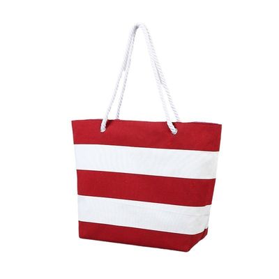 Bolsas de lienzo portátiles a rayas Bolsas de compras personalizadas con logotipo