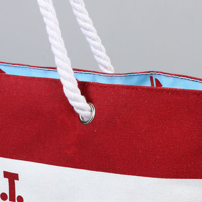 Bolsas de lienzo portátiles a rayas Bolsas de compras personalizadas con logotipo