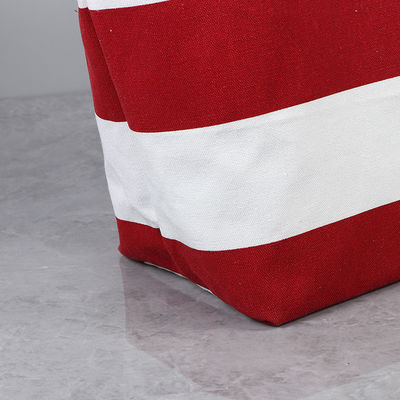 Bolsas de lienzo portátiles a rayas Bolsas de compras personalizadas con logotipo