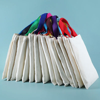 Logotipo impreso a medida Bolsas de algodón de lona para mujeres con estilo de bucle suave y tamaño medio