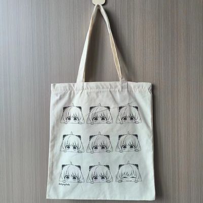 Logotipo impreso a medida Bolsas de algodón de lona para mujeres con estilo de bucle suave y tamaño medio