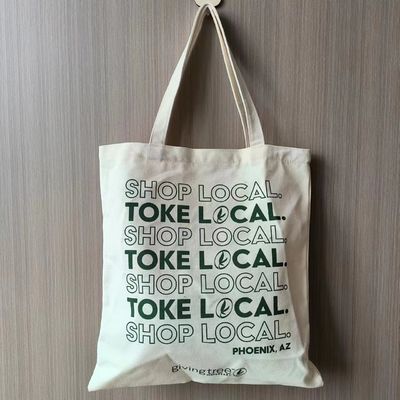 Logotipo impreso a medida Bolsas de algodón de lona para mujeres con estilo de bucle suave y tamaño medio
