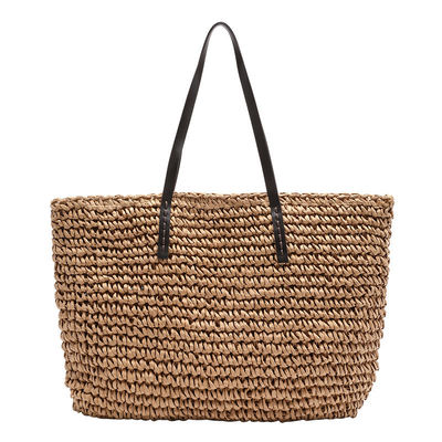 Color personalizado de hombro de la mujer malla bolso de mano grande de paja bolsa de playa Tote para la vida diaria