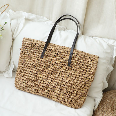 Color personalizado de hombro de la mujer malla bolso de mano grande de paja bolsa de playa Tote para la vida diaria