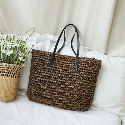 Color personalizado de hombro de la mujer malla bolso de mano grande de paja bolsa de playa Tote para la vida diaria