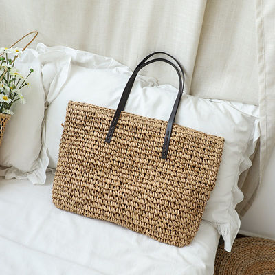 Color personalizado de hombro de la mujer malla bolso de mano grande de paja bolsa de playa Tote para la vida diaria
