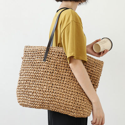 Color personalizado de hombro de la mujer malla bolso de mano grande de paja bolsa de playa Tote para la vida diaria
