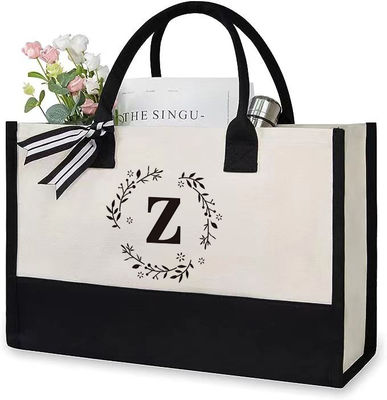 Bolsas de compras de color personalizado Bolsa de lona de tote grande con carta de diseño personalizada