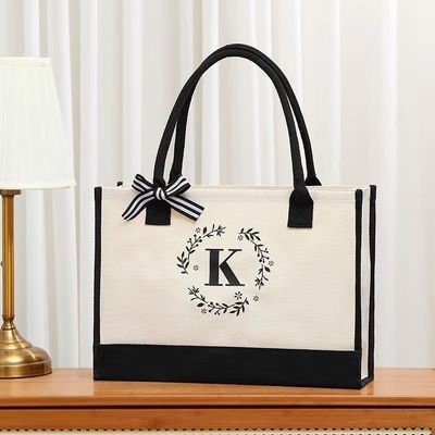 Bolsas de compras de color personalizado Bolsa de lona de tote grande con carta de diseño personalizada