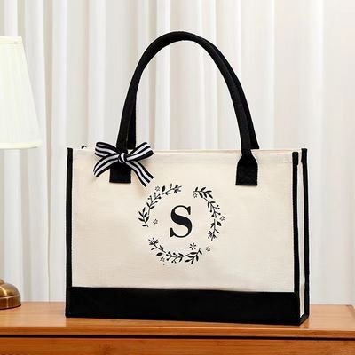 Bolsas de compras de color personalizado Bolsa de lona de tote grande con carta de diseño personalizada