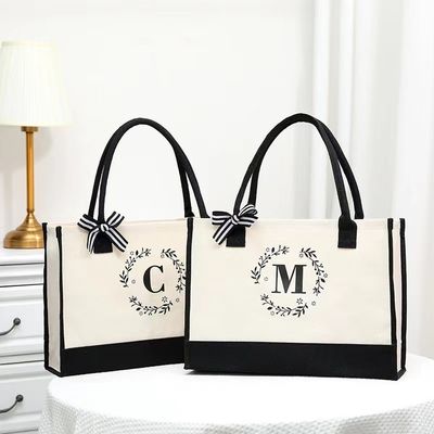 Bolsas de compras de color personalizado Bolsa de lona de tote grande con carta de diseño personalizada